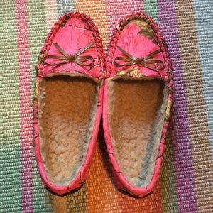 Pink camo moccasins